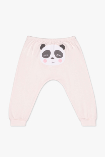 Conjunto body algodo modal rosa panda para beb