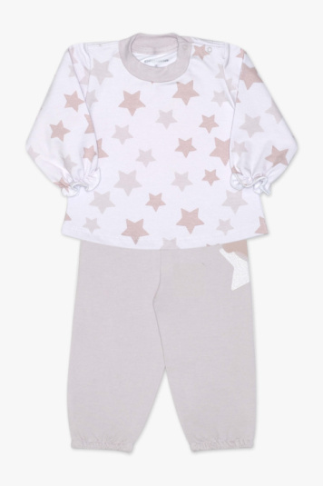 Pijama moletinho com babado estrelas para beb
