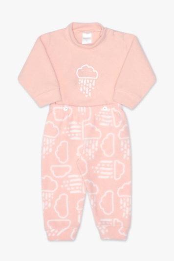 Pijama de soft boto na cintura chuvinha rosa beb
