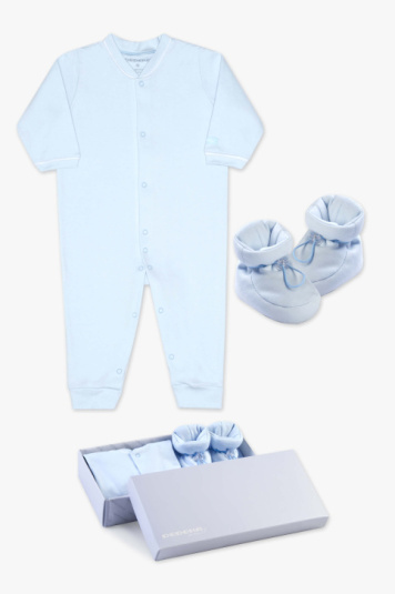 Kit macaco e pantufa azul para beb