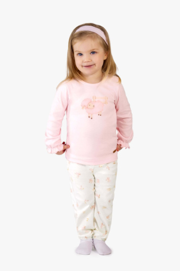 Pijama fazendinha rosa infantil com babados
