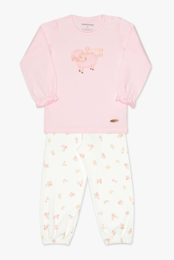 Pijama fazendinha rosa infantil com babados