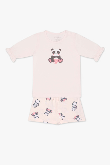 Pijama curto algodo e modal panda infantil