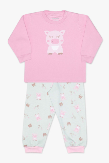 Pijama moletinho porquinho infantil - Brilha no escuro