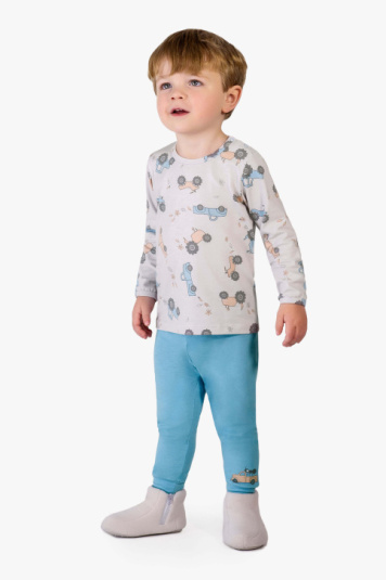 Pijama algodo e modal tratorzinhos infantil