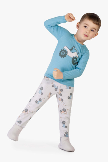Pijama algodo modal trator infantil - Brilha no escuro