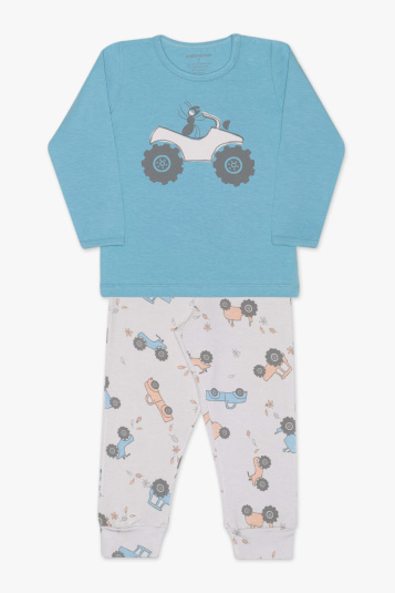 Pijama algodo modal trator infantil - Brilha no escuro