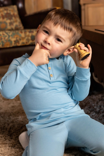 Pijama algodo e modal azul infantil