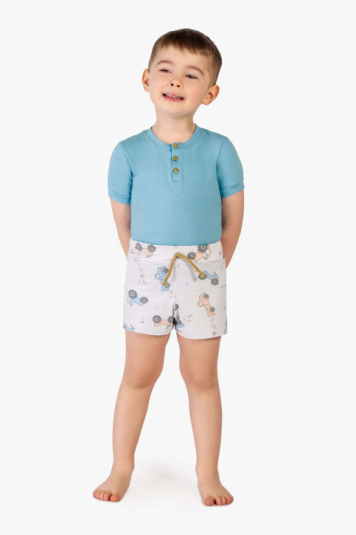 Pijama curto algodo e modal tratorzinho infantil