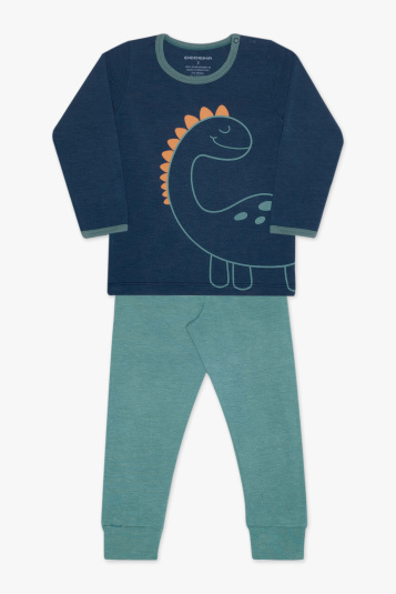 Pijama modal azul dino infantil - Brilha no escuro