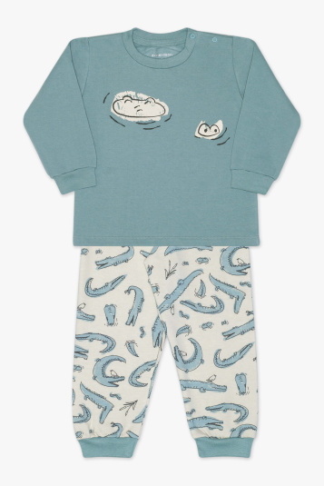 Pijama moletinho jacar na lagoa infantil estampa puff
