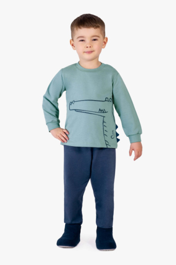 Pijama moletinho jacar infantil com aplicaes