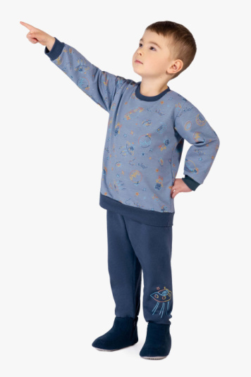 Pijama moletinho espacial infantil - Brilha no escuro 