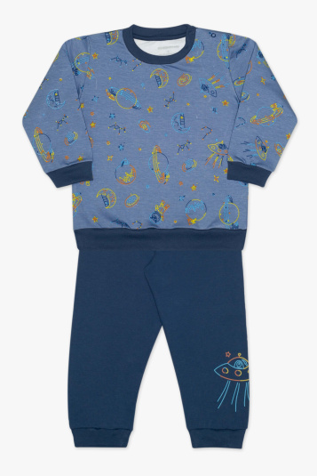 Pijama moletinho espacial infantil - Brilha no escuro 