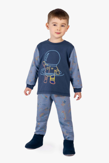 Pijama moletinho astronauta infantil - Brilha no escuro