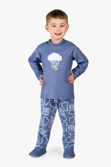 Pijama soft chuvinha azul infantil