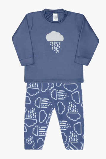 Pijama soft chuvinha azul infantil