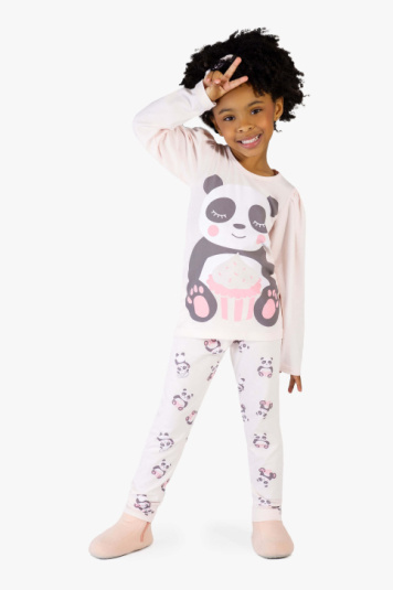 Pijama infantil algodo e modal panda cupcake