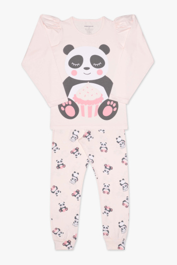 Pijama infantil algodo e modal panda cupcake