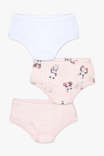 Kit de calcinhas infantil algodo e modal panda rosa