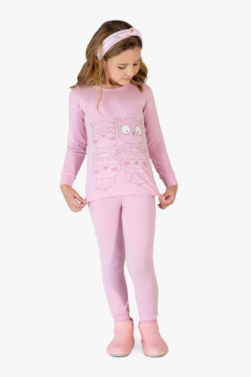 Pijama infantil modal corujinha - Brilha no escuro