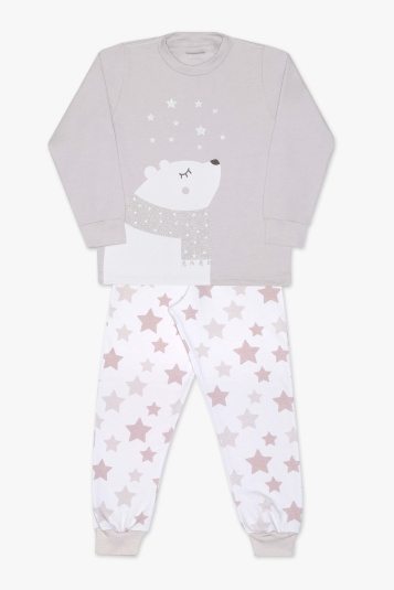 Pijama infantil moletinho urso polar e estrelas