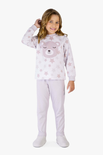 Pijama infantil moletinho urso e estrelas