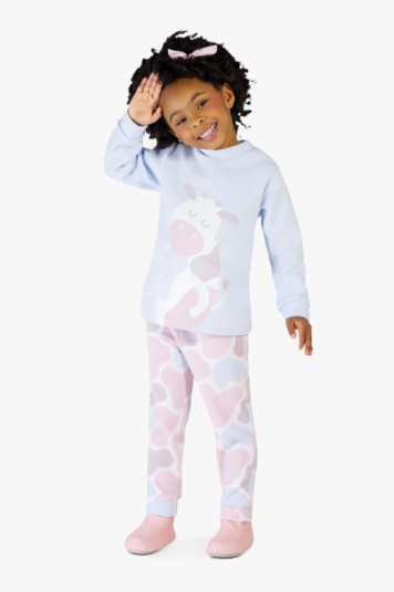 Pijama infantil soft vaquinha colorida - Brilha no escuro
