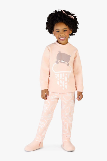 Pijama infantil soft chuvinha rosa - Brilha no escuro