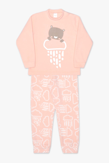 Pijama teen soft chuvinha rosa - Brilha no escuro