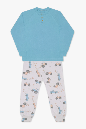 Pijama infantil algodo e modal tratorzinho 