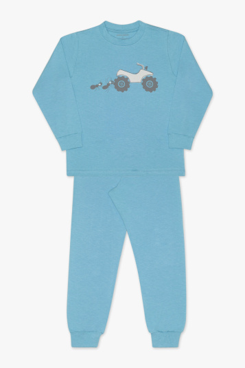 Pijama teen algodo e modal tratorzinho azul