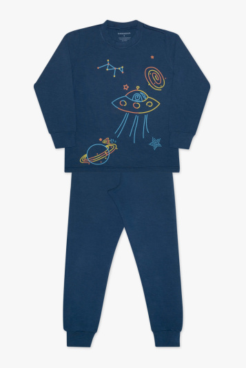 Pijama infantil modal espacial - Brilha no escuro