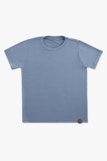Camiseta infantil de modal azul manga curta