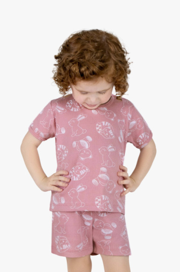 Pijama canelado bichinhos menina infantil