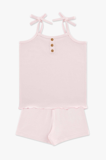 Pijama regata de algodo e modal rosa infantil