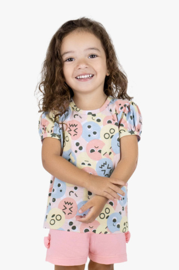 Pijama de algodo e modal emojis infantil