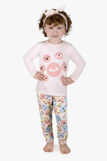 Pijama longo de algodo de modal emojis infantil