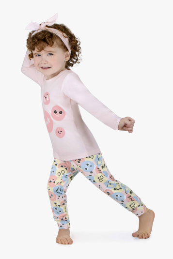 Pijama longo de algodo de modal emojis infantil
