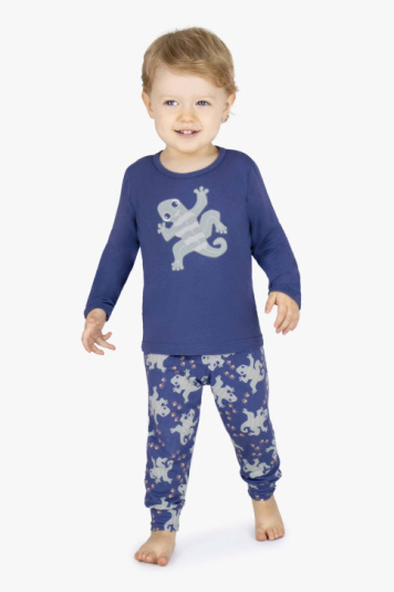 Pijama de modal salamandras infantil - Brilha no escuro