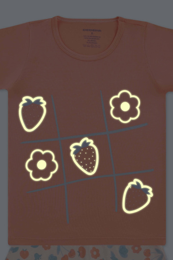 Pijama infantil modal frutas e flores - Brilha no escuro
