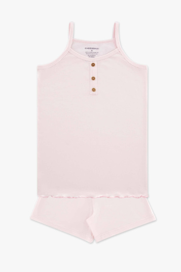 Pijama regata infantil de algodo e modal rosa