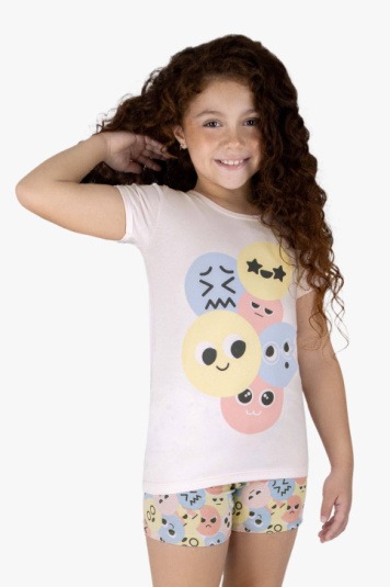 Pijama infantil algodo e modal emojis - Brilha no escuro
