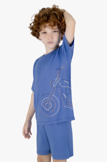 Pijama curto infantil de modal lambretas liso