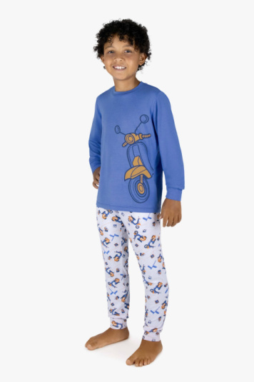 Pijama longo infantil modal lambretas - Brilha no escuro