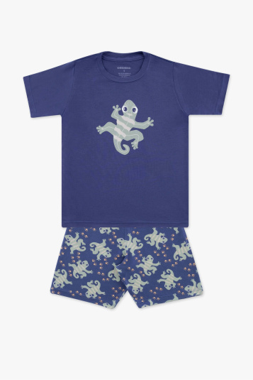 Pijama curto infantil modal salamandras - Brilha no escuro