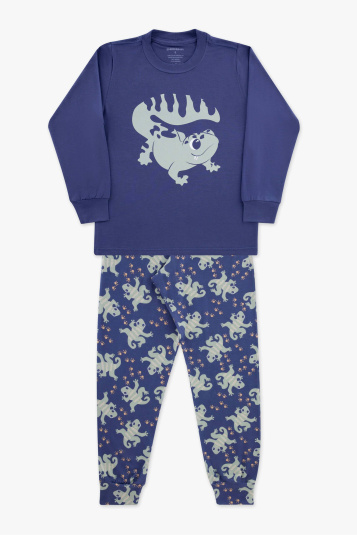 Pijama infantil de modal salamandras - Brilha no escuro