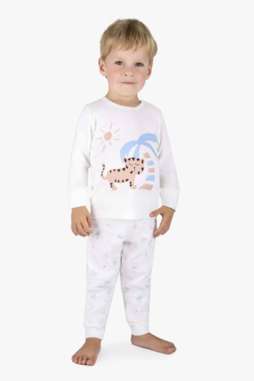 Pijama longo coqueiros e tigre infantil menino