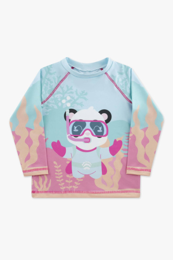 Camiseta com proteo solar panda beb e infantil