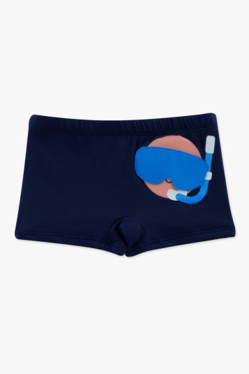 Sunga boxer beb e infantil marinho emoji - Com aplicao